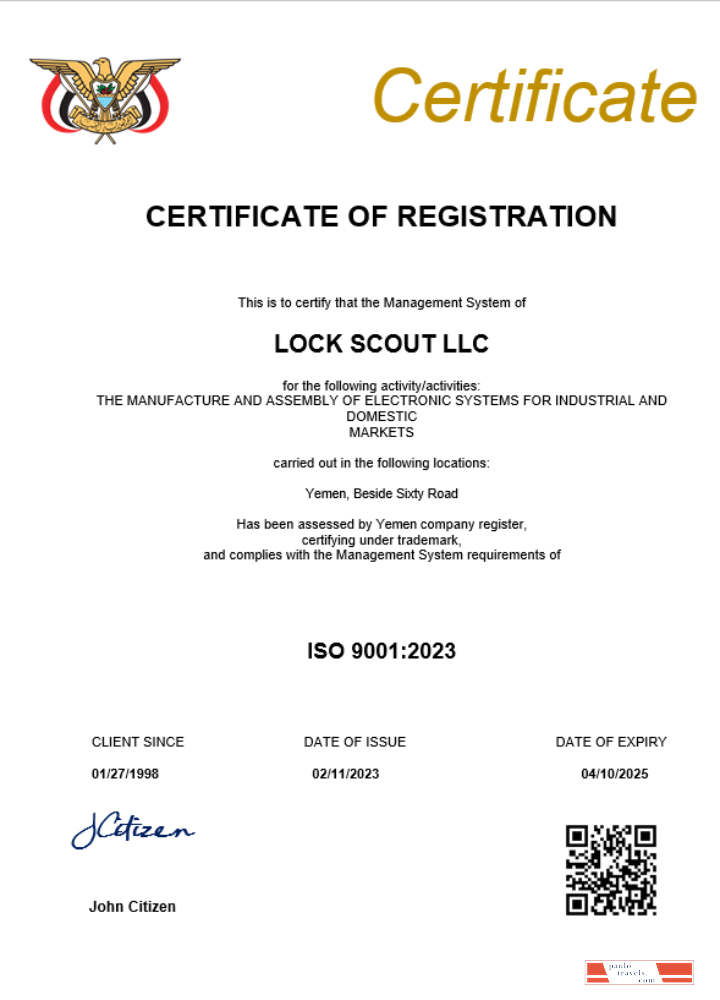 Yemen business registration certificate Word and PDF template
